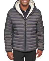 DKNY - Quilted Hooded Reversible Puffer Jacket With Sherpa - Lyst