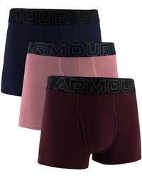 Under Armour - Ua Performance Cotton-solid 3 In 3pk,maroon Mist Boxer Briefs - Lyst