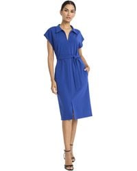Maggy London - Midi Length Cap Sleeve Shirt Pockets-self Tie Belt-business Casual Work Dress - Lyst