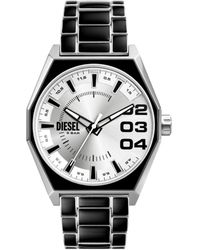 DIESEL - Scraper Three-hand, Black Lacquer And Stainless Steel Watch - Lyst