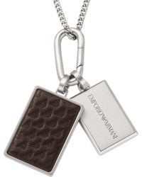 Emporio Armani - Silver Stainless Steel Dog Tag Necklace - Lyst