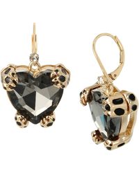 Betsey Johnson - Betsey Leopard Heart Drop Earrings - Lyst