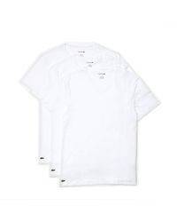 Lacoste Cotton 3-pack V-neck Regular Fit Essential T-shirt in White for ...