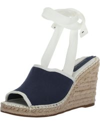 Franco Sarto - S Sierra Lace Up Espadrille Wedges Navy And White 6.5 M - Lyst