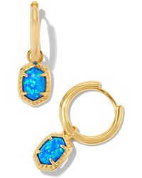 Kendra Scott - , S, Daphne Framed Huggie Earrings, Gold Bright Blue Kyocera Opal, One Size - Lyst