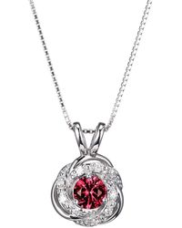 Amazon Essentials - Platinum Over Sterling Silver Created Ruby And 1/10th Carat Total Weight Lab Grown Diamond Delicate Knot Necklace - Lyst
