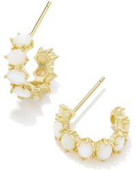 Kendra Scott - Cailin 14k Gold-plated Brass Crystal Huggie Earrings In Ivory Mother-or-pearl - Lyst