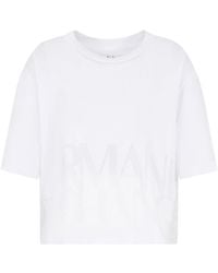 Emporio Armani - A | X Armani Exchange Cropped Burnout Logo T-shirt - Lyst