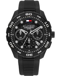 Tommy Hilfiger - Montre Chronographe à Quartz avec Calendrier pour avec Bracelet en Silicone Noir - 1792233 - Lyst