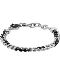 DIESEL - Silver And Black Two-tone Stainless Steel Chain Bracelet - Lyst