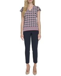 Tommy Hilfiger - V-neck Flutter Sleeve Knit Top - Lyst