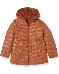 Jessica Simpson - Reversible Shiny Cire Puffer To Faux Fur - Lyst