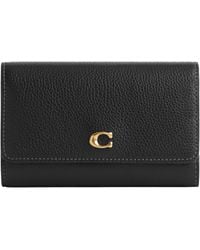 COACH - Polished Pebble Leather Essential Medium Flap Wallet - Lyst
