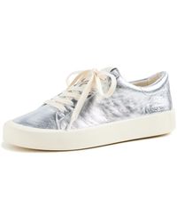Vince - S Gabi Lace Up Sneakers Silver Metallic Leather 11 M - Lyst