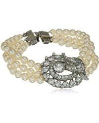 Ben-Amun - Pearl & Crystal Deco Station Strand Bracelet For Bridal Wedding Anniversary - Lyst