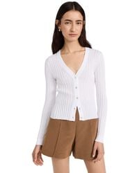 Vince - S Ribbed V Neck Cardigan Sweater - Lyst