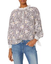 Rebecca Taylor - Long Sleeve Floral Silk Blouse With Buttons - Lyst