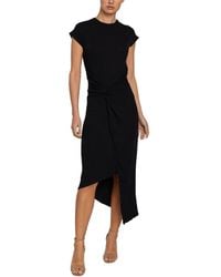 Laundry by Shelli Segal - Womens Cap Sleeve Asymmetrical Midi With Knot Front Dress - Lyst
