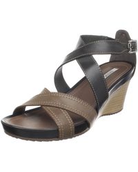 Geox - 's Donna Roxy 26 Ankle-strap Sandal,brown/black,37.5 Eu/7.5 M Us - Lyst