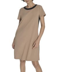 Tommy Hilfiger - Short Sleeve Scuba Crepe Shift Dress - Lyst