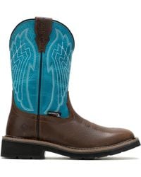 Wolverine - Rancher Eagle Waterproof Steel-toe Wellington Work Boot Brown/teal - Lyst