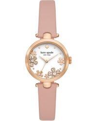 Kate Spade - Holland Floral Rose Gold And Pink Leather Band Watch - Lyst