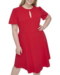 Tommy Hilfiger - Plus Size Belted Fit And Flare Midi Dress - Lyst