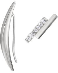 Amazon Essentials - Rhodium Plated Stud Earrings Set Of 2 - Lyst