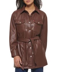 Levi's - Faux Leather Belted Shirt Jacket - Lyst