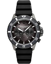 Emporio Armani - Chronograph Black Silicone Watch - Lyst