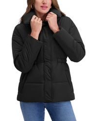 Kensie - Outerwear Envelope Collar Crinkle Fabric Anorak Puffer Jacket - Lyst