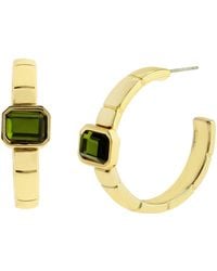 Steve Madden - Olivine Stone Gem Watch Chain Hoop Earrings - Lyst