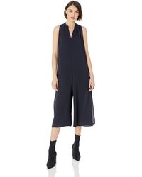 French Connection Black Lace And Sheer Fitted Straight Leg Jumpsuit - Blue
