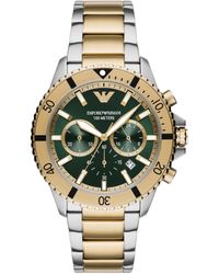 Emporio Armani - Chronograph Gold And Silver Two-tone Stainless Steel Bracelet Watch - Lyst