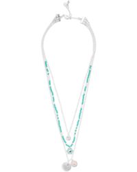 Lucky Brand Turquoise Beaded Enamel Charm Layer Necklace - White