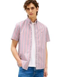Tommy Hilfiger - Heritage Americana Stripe Regular Short Sleeve Shirts,medium Red/multi Medium - Lyst