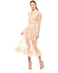 dress midi population audrey lyst pink related spaghetti strap floral line 3d