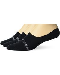 Emporio Armani - , 3-pack Footie Socks, Black/black/black, Large - Lyst