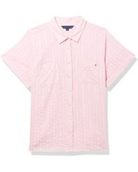 Tommy Hilfiger - S Collared Striped Short Sleeve Sportswear Top - Lyst