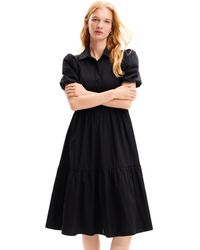 Desigual - Poplin Midi Shirt Dress Black - Lyst