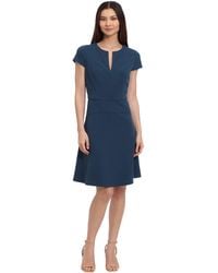 Maggy London - Cap Sleeve Notch Neck Cloud Crepe Fit And Flare Dress - Lyst