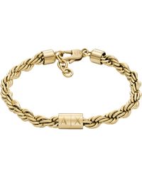 Emporio Armani - Armani Exchange Gold-tone Stainless Steel Chain Bracelet - Lyst