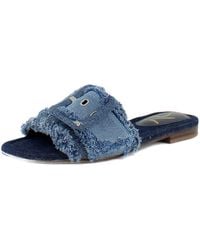 Sam Edelman - Bambi Flat Sandal Blue Multi Fray 5 Medium - Lyst