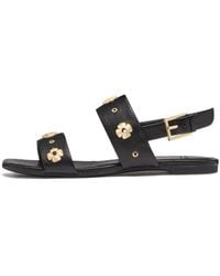 Kate Spade - Spade Flower Stud Pebbled Leather Flat Sandal - Lyst