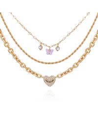 Juicy Couture - Goldtone Heart Butterfly Charm Layered 3 Piece Necklace - Lyst