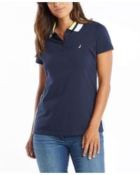 Nautica - Classic Fit Striped Collar Stretch Cotton Polo Shirt - Lyst