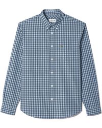 Lacoste - Long Sleeve Regular Fit Plaid Casual Button Down Shirt - Lyst