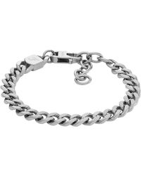 Fossil - Harlow Linear Texture Chain Stainless Steel Bracelet - Lyst