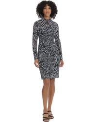 Maggy London - Dresses Long Sleeve Side Neck Drape Midi Dress - Lyst