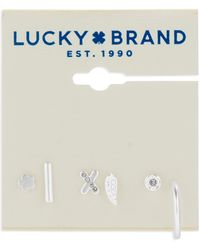 Lucky Brand - Silver-tone 6-pc. Set Pavé Single Earrings - Lyst